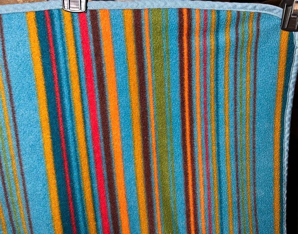 Old Navy Earth Tones Striped Baby Blanket 29”x37” Blue